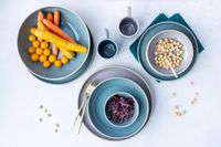 Serie Candy, Frühstücksset für 4 Personen, Steinzeug, Blau