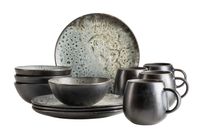 Serie Carellia, Frühstücksset für 4 Personen, Steinzeug, Grau