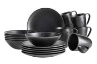 Serie Essential, Frühstücksservice für 6 Personen, Steinzeug, schwarz
