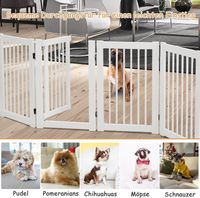 Absperrgitter Hunde 76 cm hoch, 4 Paneele Schutzgitter Holz mit Tor