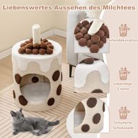 Kratzbaum mit Sisalpfosten und Spielbällen, Niedliche Milchteeform