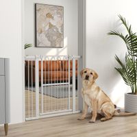 Türschutzgitter für Hunde 76-104 cm schließbar Treppengitter ohne Bohren Weiß