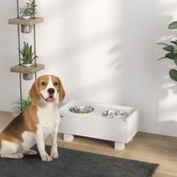 Hundenapf erhöht, Höhenverstellbar Futternapf für Hunde mit Stauraum, Weiß