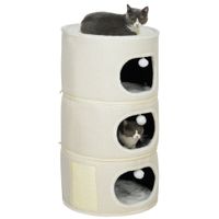 Kratztonne, 100 cm hoch Katzentonne mit 3 Höhle, Kratzbaum für Katze bis 6 kg