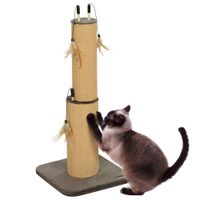 2-in-1 Kratzstamm, 78cm Kratzsäule, Jute-Katzenkratzbaum mit Feder Braun