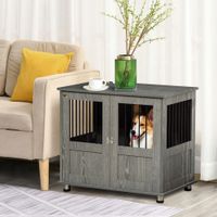 Hundebox, Haustierbox, Magnettür, Hundehaus mit Fenster, 85 x 55 x 75 cm, Grau