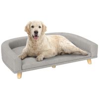 Hundesofa, Haustiersofa Katzensofa mit Kissen, Holzbeine, für große Hunde Grau