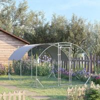 Hühnerstall Freilaufgehege aus Stahl, 280 x 190 x 197 cm Hühnerkäfig Silber