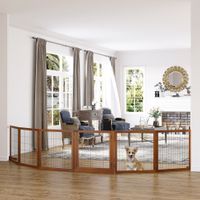 Absperrgitter Hund 6-teilig, 432 x 70 cm Faltbar Türschutzgitter mit Stützfüßen