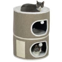 Kratztonne, 69 cm hoch Katzentonne mit 2 Höhle, Kratzbaum für Katze bis 6 kg