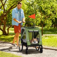 2-in-1 Hundeanhänger &amp; Hundebuggy, Hundefahrradanhänger bis 20 kg, Oxford, Grün