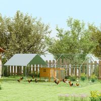 Hühnerstall Freilaufgehege aus Stahl, 300 x 600 x 195 cm für 18-24 Hühner Silber