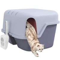 Katzentoilette mit Deckel, Katzenklo mit Sieb, Schaufel Katze Toilettenhaus