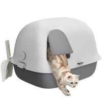 Katzentoilette mit Deckel, Katzenklo mit Sieb, Tür, Schaufel Katze Toilettenhaus