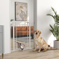 Türschutzgitter Hund, 76-104 cm Absperrgitter ohne Bohren, Treppengitter Weiß