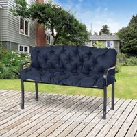 Outsunny 3 Sitzer Bankauflage 150 x 98 x 8 cm, Bankkissen mit Bändern, Blau
