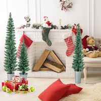 3er Weihnachtsbaum Künstlich Bleistift, 90+120+150cm, Tannenbaum mit Sockel aus Metall
