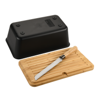 Brotbox, schwarz, mit Messer