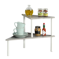 Küchen-Eckregal mit 2 Ebenen, Beton,weiß