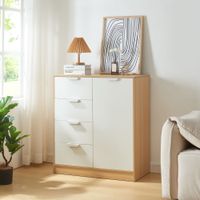 Kommode Varkaus 90x80x40 cm Eichenoptik/Weiß