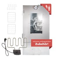 Räucherofen Stahl mit 3 Etagen und Heizspirale, 80cm hoch, Räucherschrank