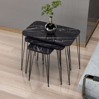 Satztisch Rudkøbing 3er Set schwarze Marmoroptik