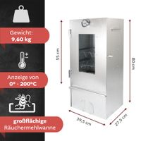 Räucherofen mit 3 Etagen und Räucherschnecke, Stahl, 80cm hoch