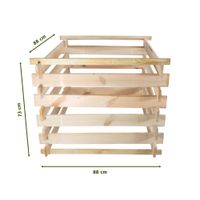 Komposter Holz 88x88x73 cm, Holzkomposter mit Stecksystem, Schnellkomposter
