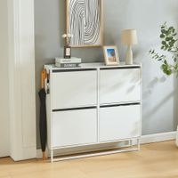 Schuhschrank Ylitornio 91,5x100x19 cm mit Kufengestell Weiß
