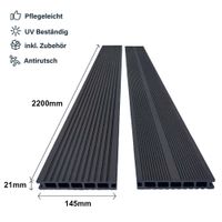 WPC Terrassendielen grob geriffelt, ca. 4m² (2,20 m) - Anthrazit