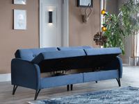 Juniper 3-Sitzer Schlafsofa mit Bettkasten und Schlaffunktion - Blau
