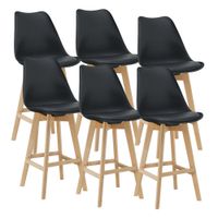 6er-Set Barstuhl mit Rückenlehne Lublin Schwarz