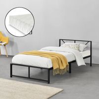 Metallbett Meran mit Matratze 90 x 200 cm Stahl Schwarz