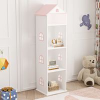 Kinderregal Leksand 140x40x35 cm Weiß/Rosa