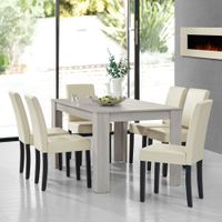 Essgruppe Forssa 7-tlg 140x90 cm Eiche Weiß/ Creme