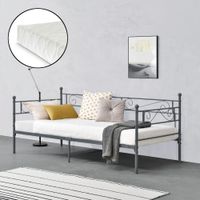 Metallbett Kerava 90x200 cm mit Kaltschaummatratze Dunkelgrau