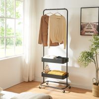 Rollbarer Garderobenständer Kumad 175x58x36 cm Schwarz