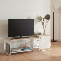 Fernsehtisch Dyrøy mit Beistelltisch Weiß/Eiche