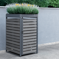 1er Mülltonnenverkleidung mit Pflanzdach aus verzinktem Stahl, ca. 68 x 80 x 124 cm - Anthrazit