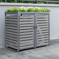 2er Mülltonnenverkleidung mit Pflanzdach aus verzinktem Stahl, ca. 132 x 80 x 124 cm - Anthrazit