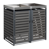 2er Mülltonnenverkleidung mit Pflanzdach aus Edelstahl, ca. 132 x 80 x 124 cm - Anthrazit