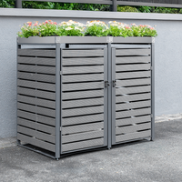 2er Mülltonnenverkleidung mit Pflanzdach aus Edelstahl, ca. 132 x 80 x 124 cm - Anthrazit