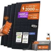 SOLARWAY Balkonkraftwerk 2000 Watt | Anker Solix PRO 1,6 kWh | Bifazial inkl. App & WiFi | Komplett