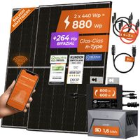 SOLARWAY Balkonkraftwerk 880 Watt | Anker Solix PRO 1,6 kWh | Bifazial inkl. App & WiFi | Komplett