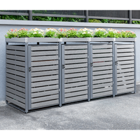 4er Mülltonnenverkleidung mit Pflanzdach aus Edelstahl, ca. 260 x 80 x 124 cm - Anthrazit