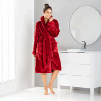 Coral-Fleece-Bademantel mit Schalkragen Mini Dots "Andrea"