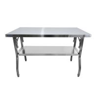 Mobiler Klapptisch mit Ablagefläche aus Edelstahl, ca. 120 x 60 x 80 cm