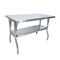 Mobiler Klapptisch mit Ablagefläche aus Edelstahl, ca. 120 x 60 x 80 cm