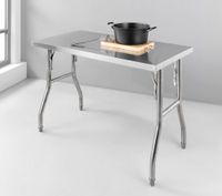 Mobiler Klapptisch aus Edelstahl, ca. 120 x 60 x 80 cm