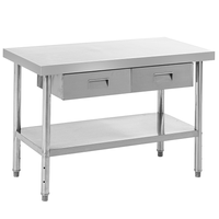 Bistro Küchentisch mit 2 Schubladen aus Edelstahl, ca. 120 x 60 x 80 cm